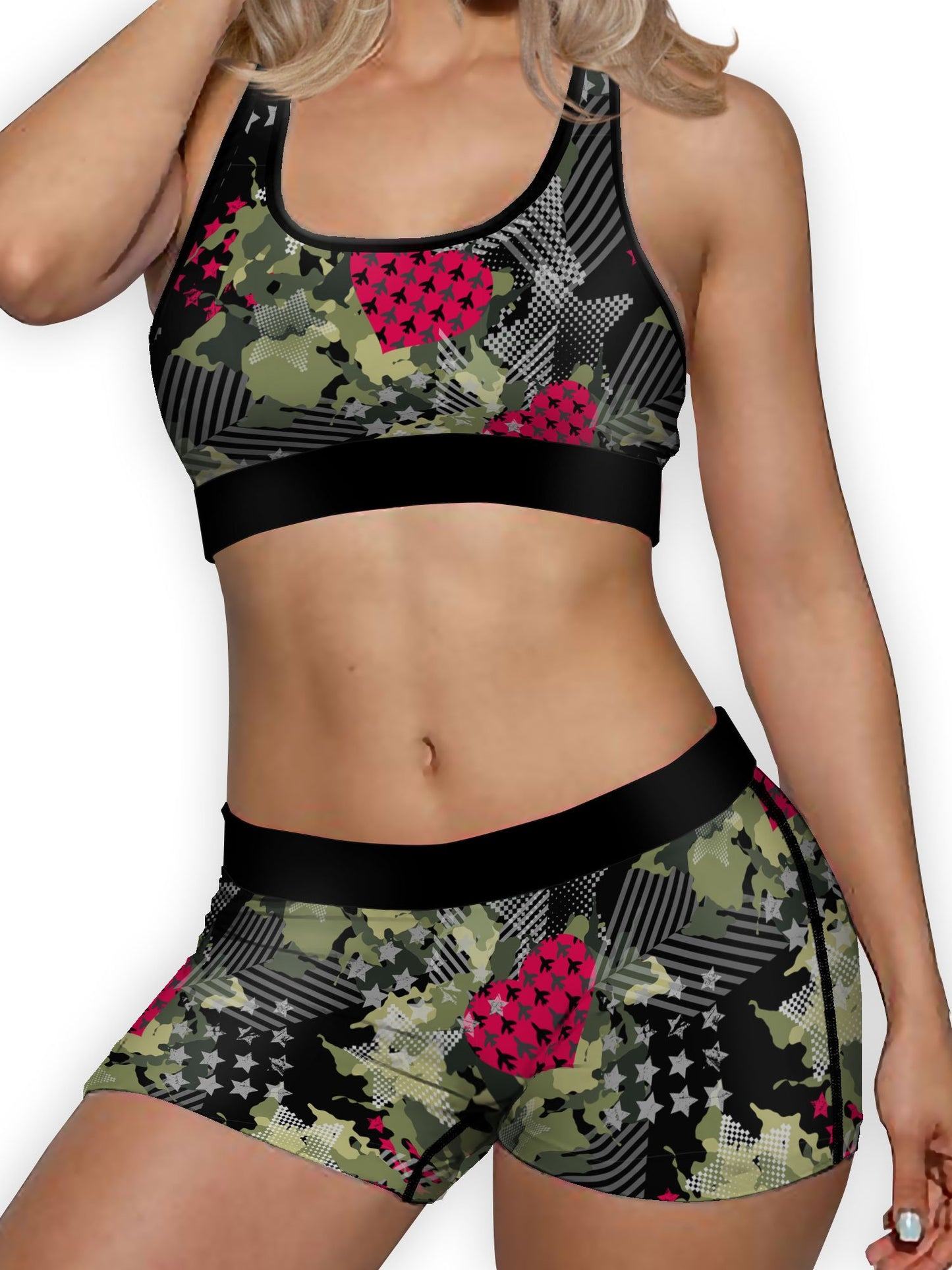 Camo Hearts Ellie Sports Bra