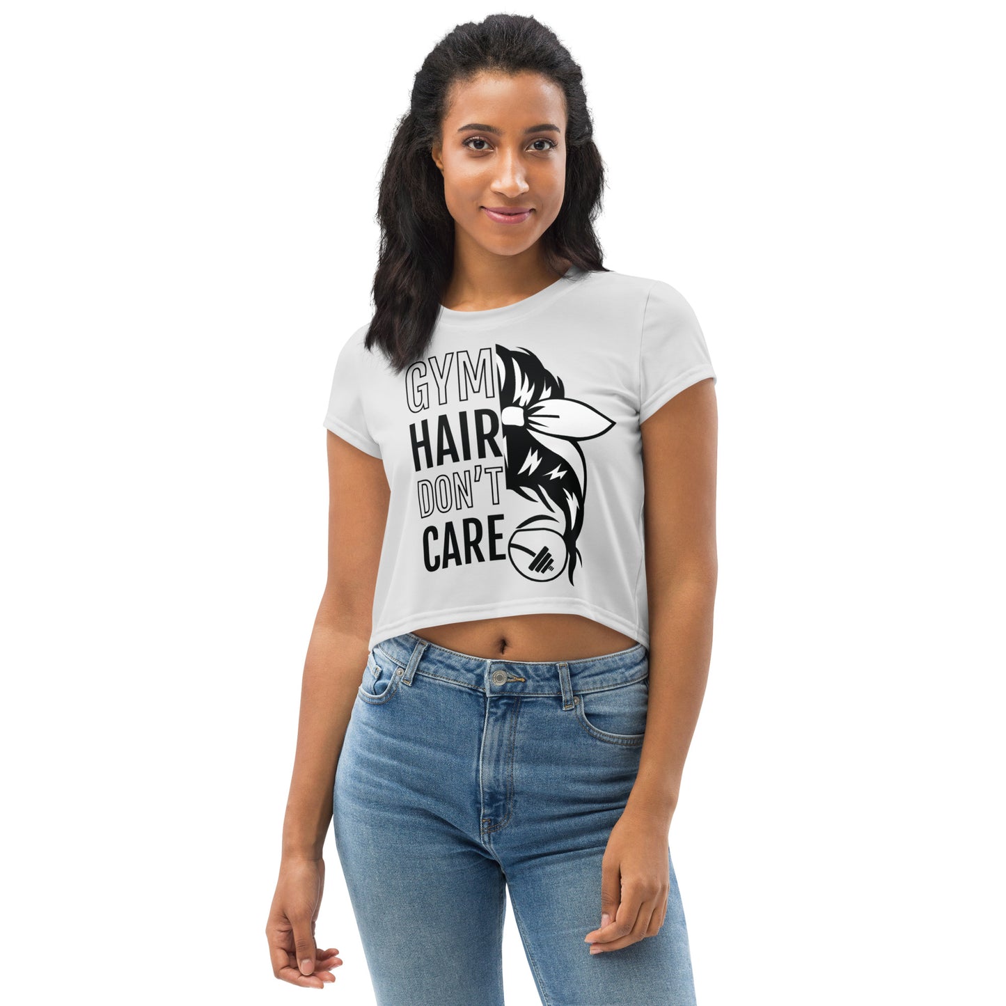 Gym hair don't care Crop Tee