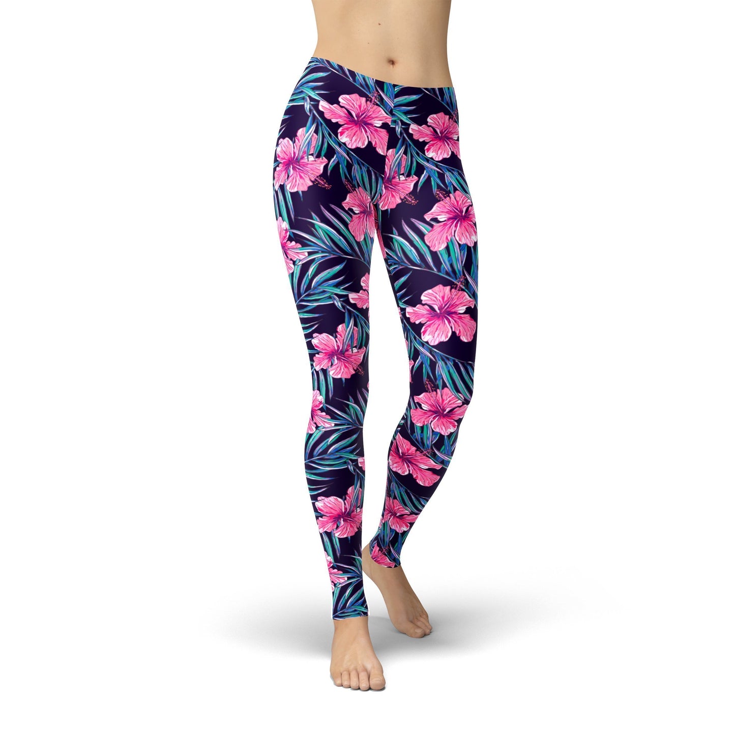 Jean Pink Tropical Flowers Leggings