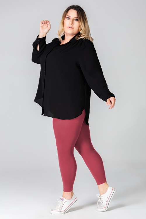 Queen-size burgundy leggings for women