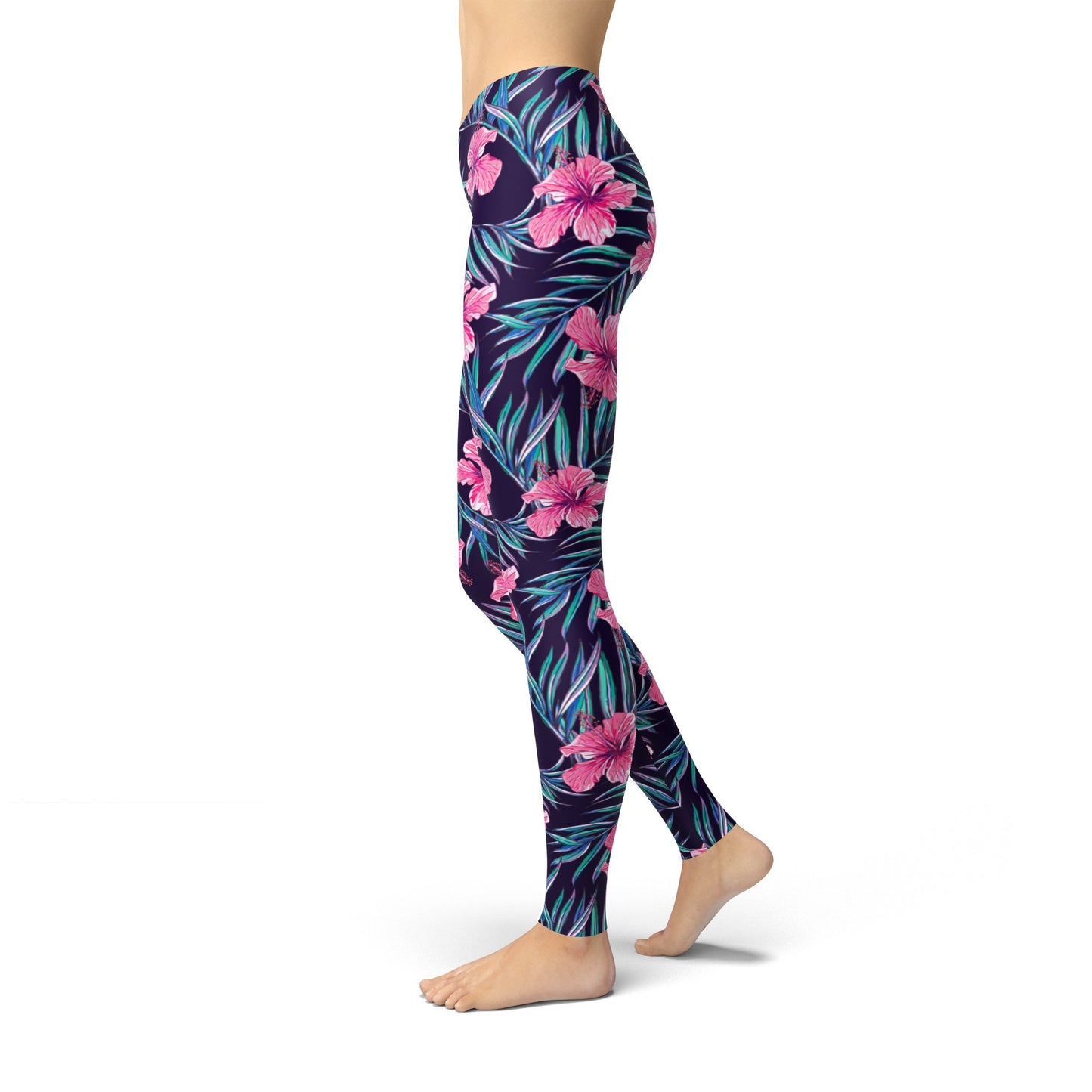 Jean Pink Tropical Flowers Leggings